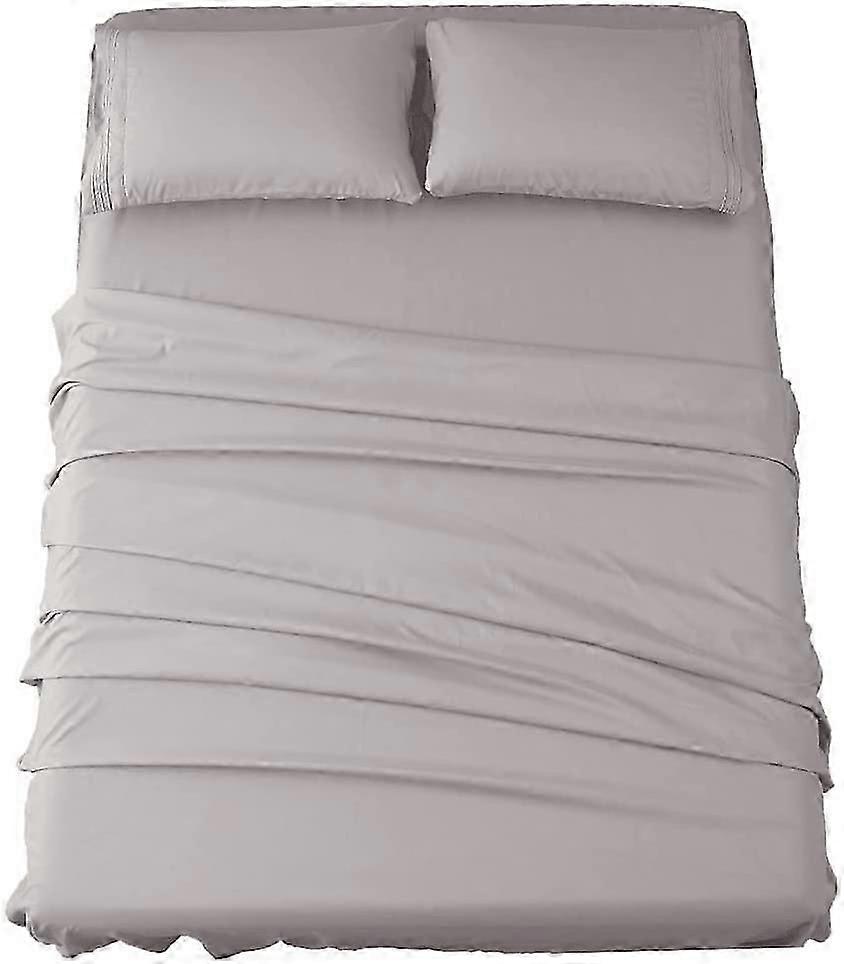 Bed Sheet Set Super Soft Microfiber 1800 Thread Count 16-Inch Deep PocketWrinkle-3 Piece (Grey, Twin)