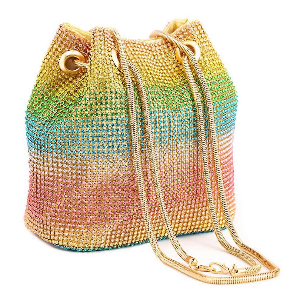 bucket bag with gradient rhinestones