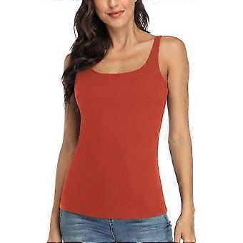 Charmleaks Camiseta de tirantes para mujer con estante Sujetador ajustable con correa más ancha Camisola Basic Cami Tanks M naranja