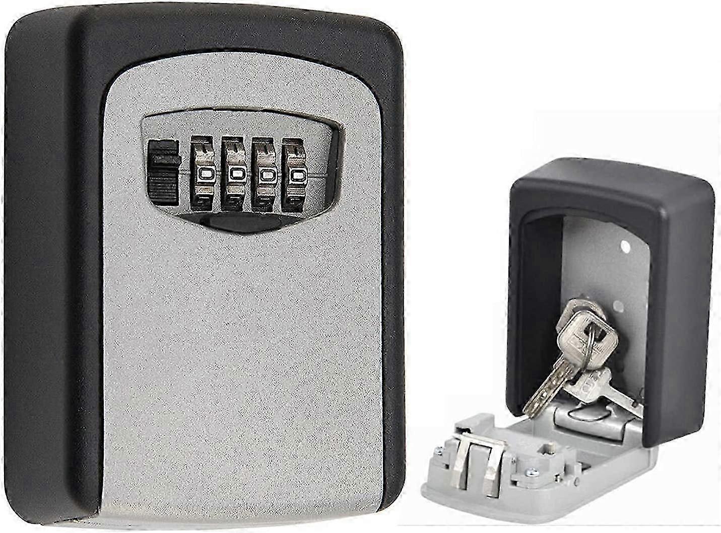 Key Lock with 4-Digit Combination Lock Outdoor Wall Mounted Safe Key Box Resettable Code Waterproof Combination Key Lock Box with Lock Waterproof Cove