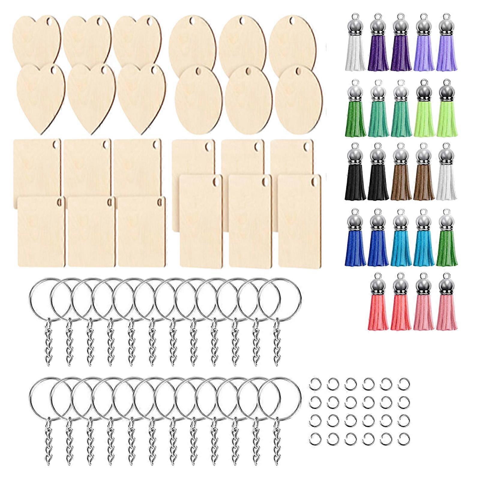 Wood Keychain with Fringe Keychain Accessory Tassels Keychains DIY Keychain Materials Keychain Part for DIY Keychains