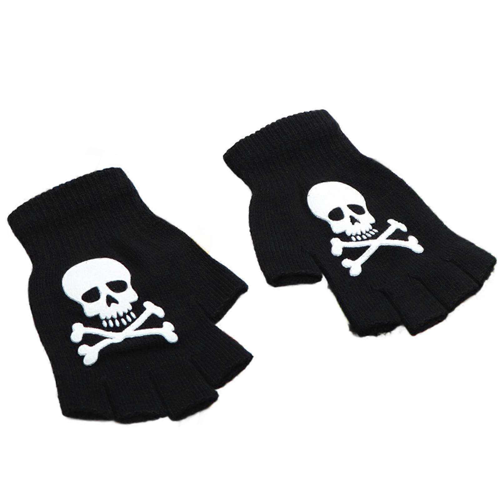 Skelett Handskar Varma termiska handskar Halvfingerhandskar Vinter varmt foder Snygga handkläder för Halloween E typ