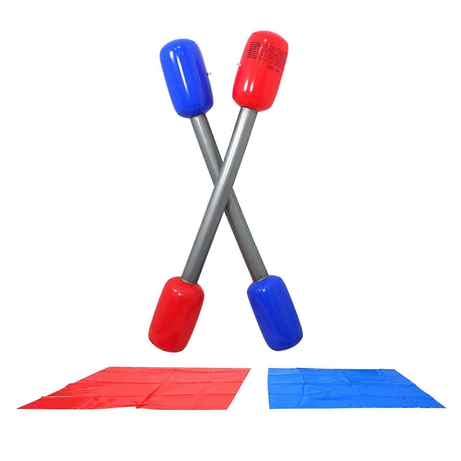 Inflatable Gladiator Game Set Inflatable Battle 2 Sticks & 2 Mats Kit Fun Interactive Outdoor Duel
