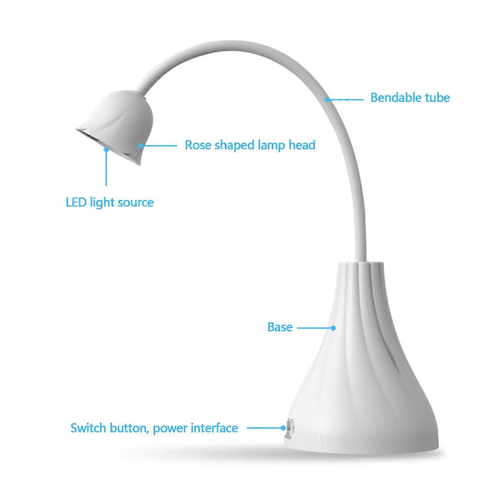 Desktop Rechargeable Manicure Nail Patch Mini Quick-drying Phototherapy Machine 360-degree Rotatable Rose-shaped Curing Lamp