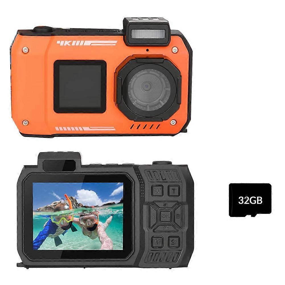 4K Underwater Camera with Dual Screens Selfie 48MP Autofocus Camera