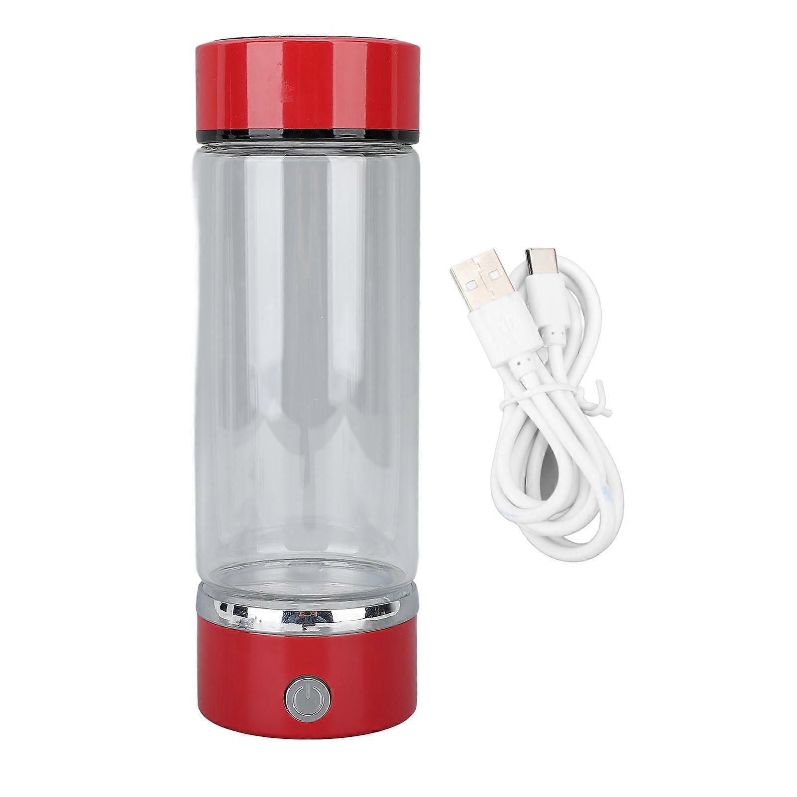 Hydrogen Water Bottle 420ml PCTG PEM SPE Technology Rechargeable Portable Hydrogen Rich Water Generator Cup for Home Fitness Office Travel Red