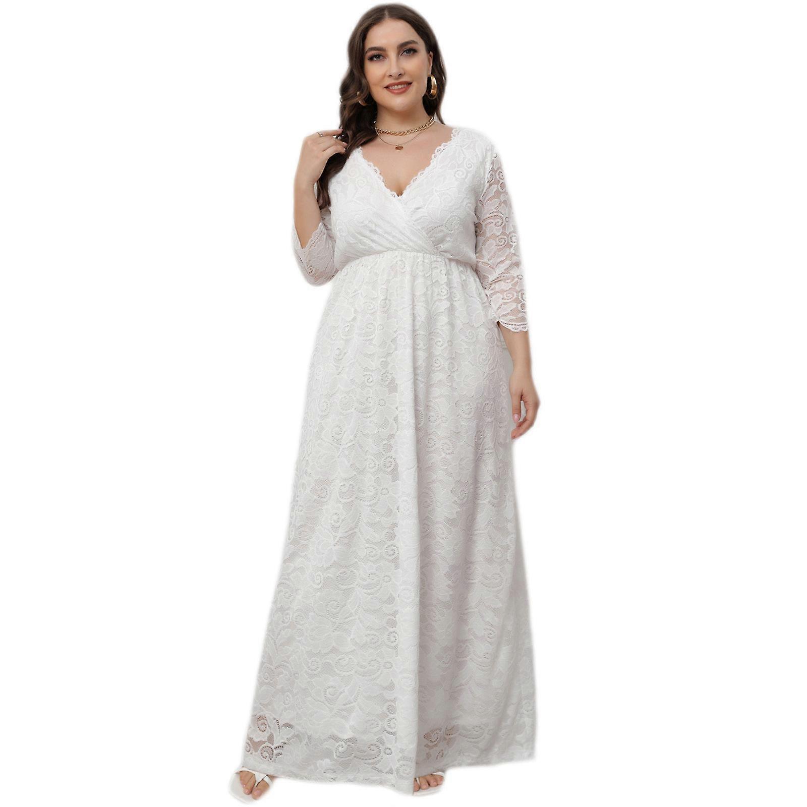 Women's Lace Dress Elegant Evening Party Dress Plus Size Maxi