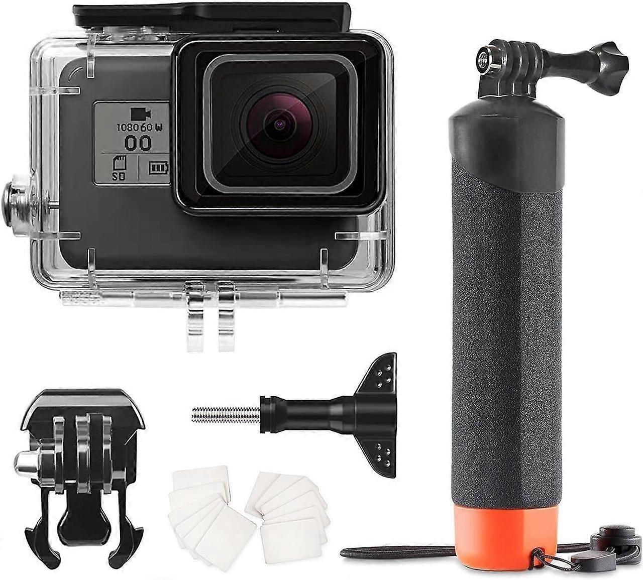 148FT/40M Underwater Waterproof Protective Case Shell Compatible for GoPro Hero 2018/7/6/5 Black,Monopod Floating Hand Grip Selfie Stick for Go Pro He