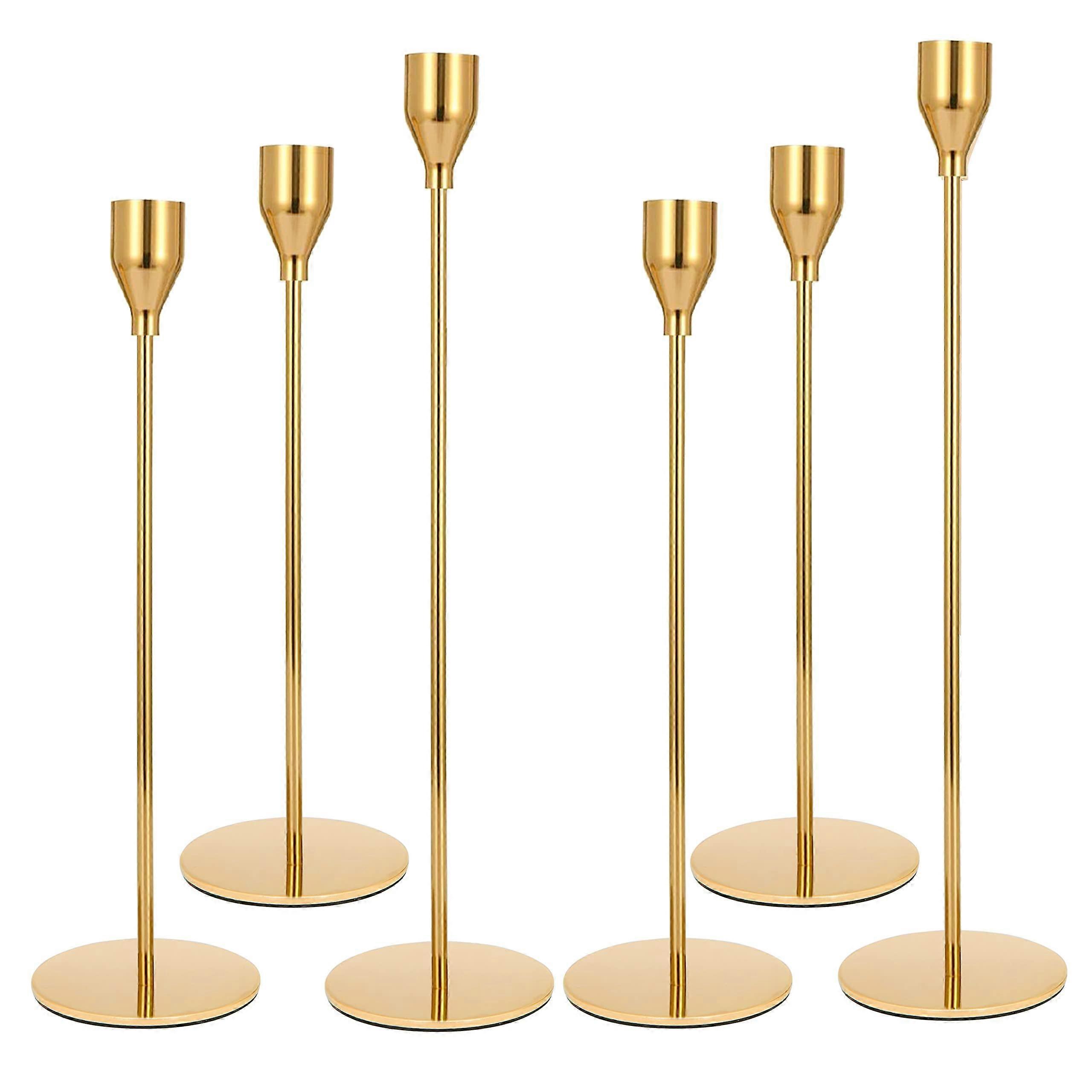 6 Set Gold Candle Holder for Table and Fireplace Decoration