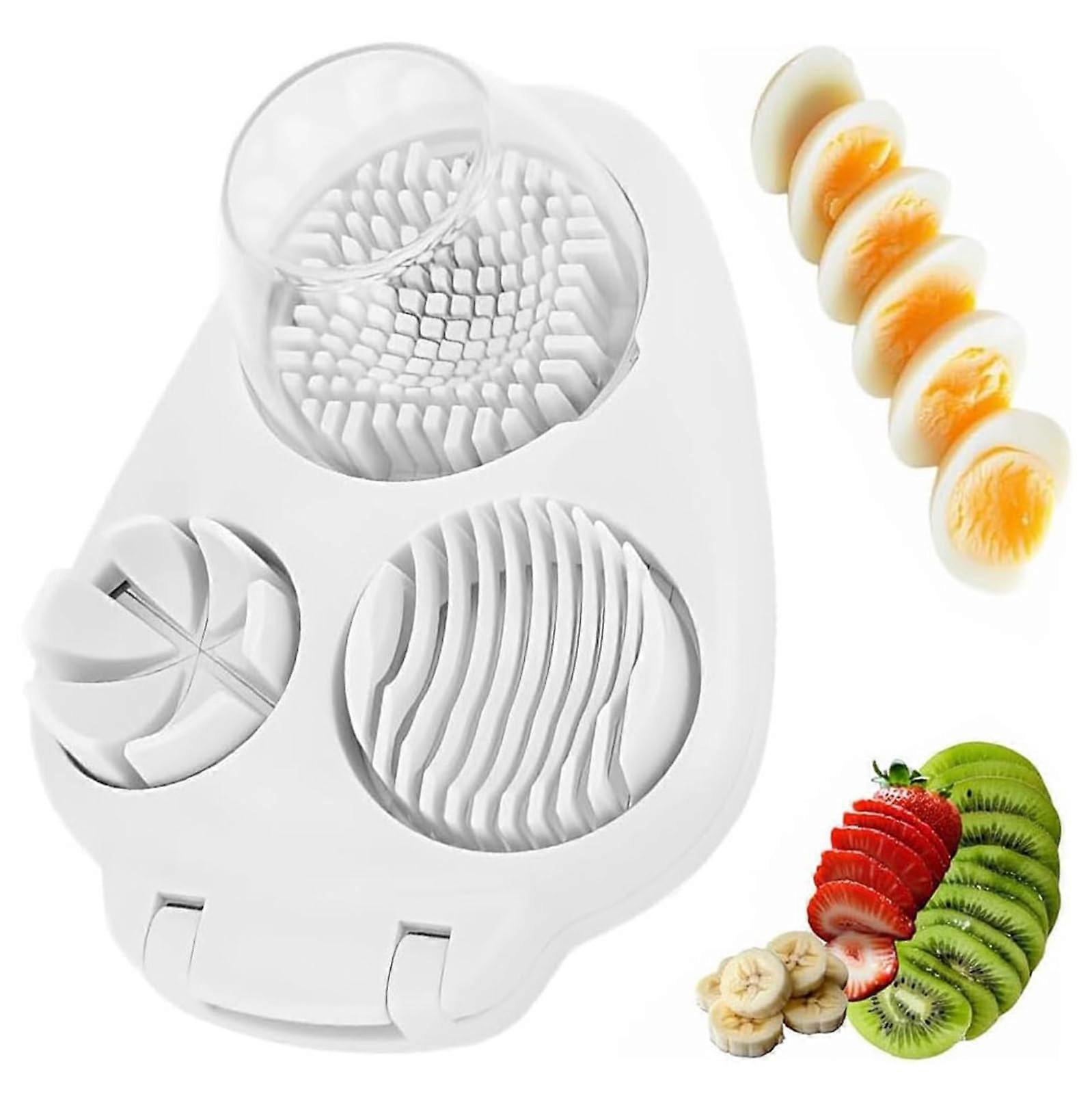 3 in 1 Egg Slicer Multi-Function Egg Dicer with Stainless Steel Wire Hard Boiled Egg Cutter for Soft Fruit and Mushrooms