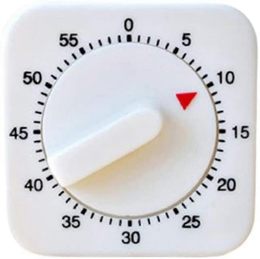 Menstrual Square Kitchen Clock Mechanical Reminder Frying, Egg Boiling, Crepe, Cookies 60 minutes for Cute Timer, Silver