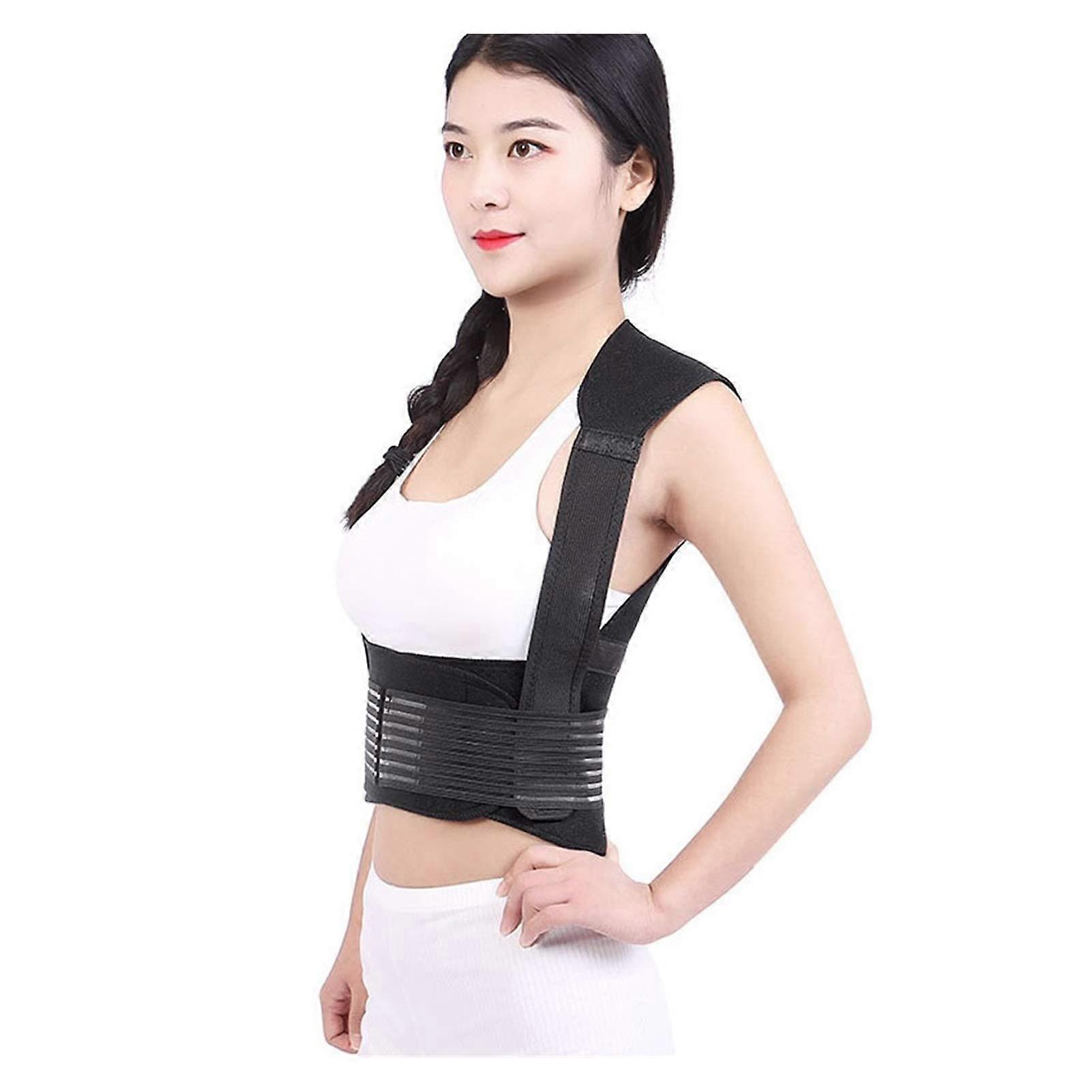 Tourmaline Self-Heating Brace Support Belt Back Posture Corrector For Spine Shoulders Lumbar Black Size L