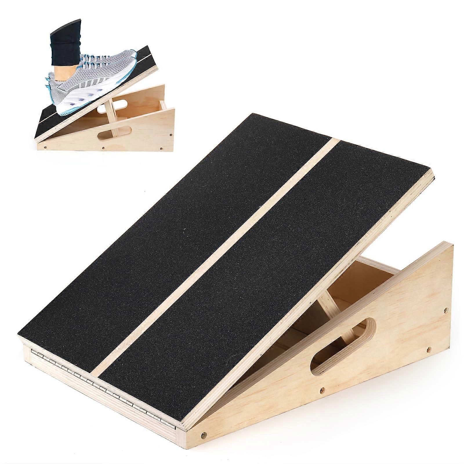 Slant Board for Calf Stretch - Adjustable Wooden Incline Board with 5 Angles, 16x12 Inches for Knees, Ankle, Leg, Heel Support