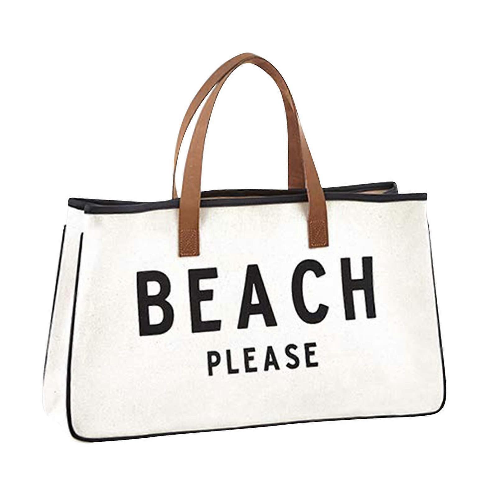 Tote Bag Hold Everything Cotton Shoulder Canvas Bag, Large, Beach Please
