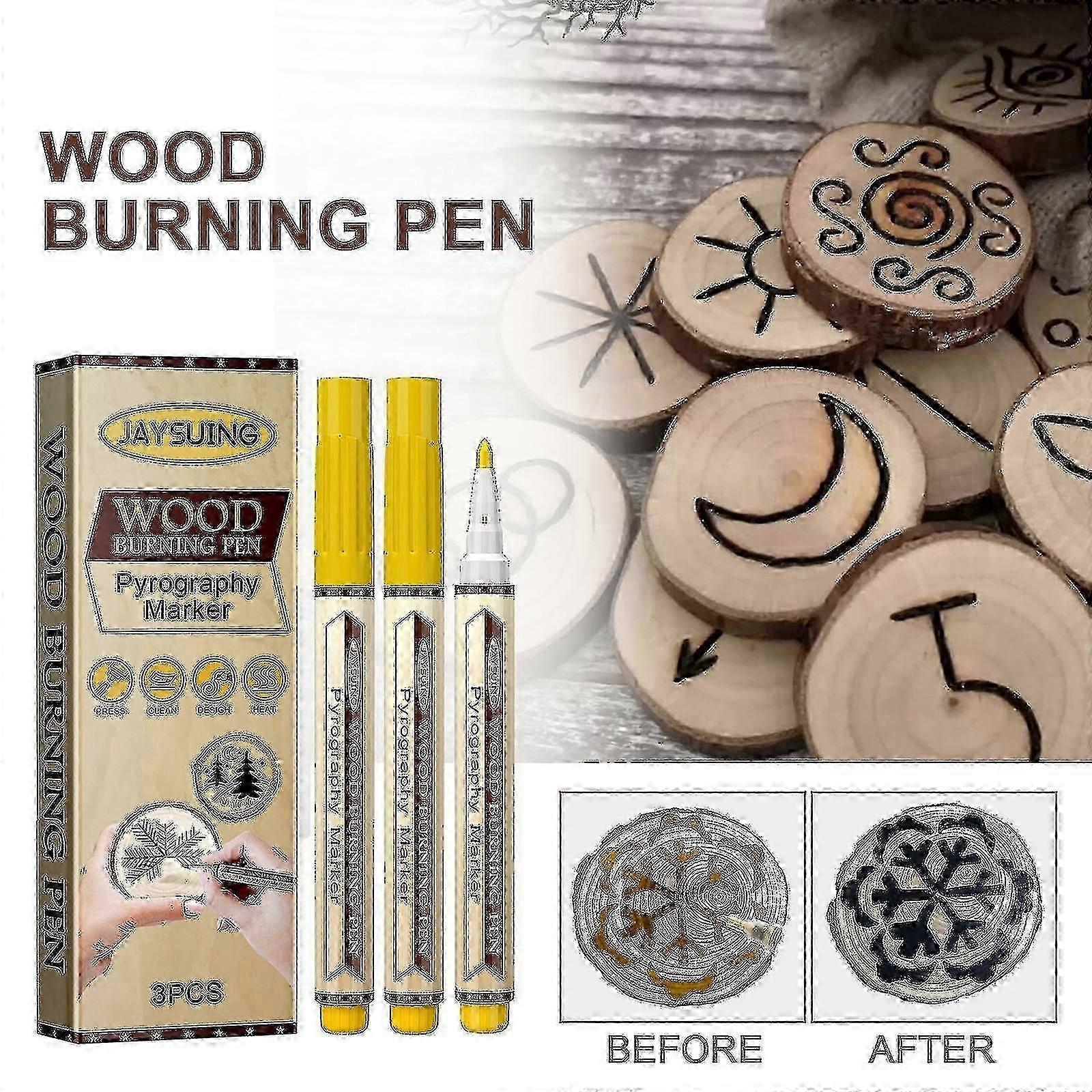 Jaysuing burning marker pen wooden imprint coaster chopping board handmade DIY design burning pyrography pen BF |