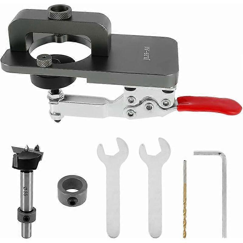 Hinge Drilling Jig 35mm Hinge Hole Jig Hinge Drilling Guide with Support Depth Stop Hex Wrench for Carpentry WoodworkingHANBING