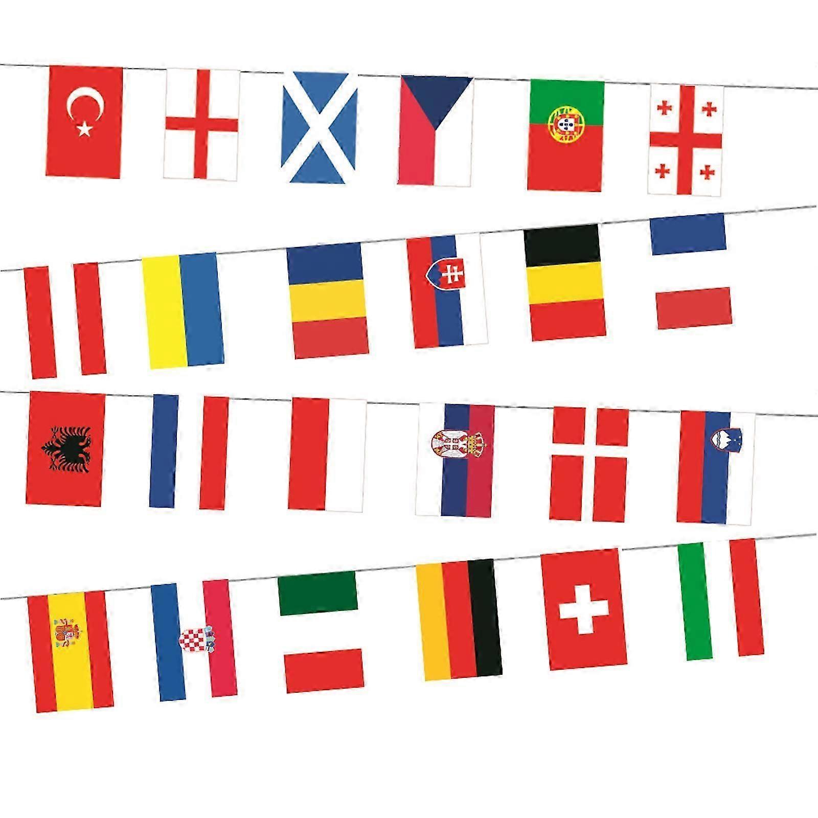 European Cup Football 2024 Festive Flag Pennant Chain 24 Countries Team Support Display Flags For Indoor Outdoor Use 14x21cm