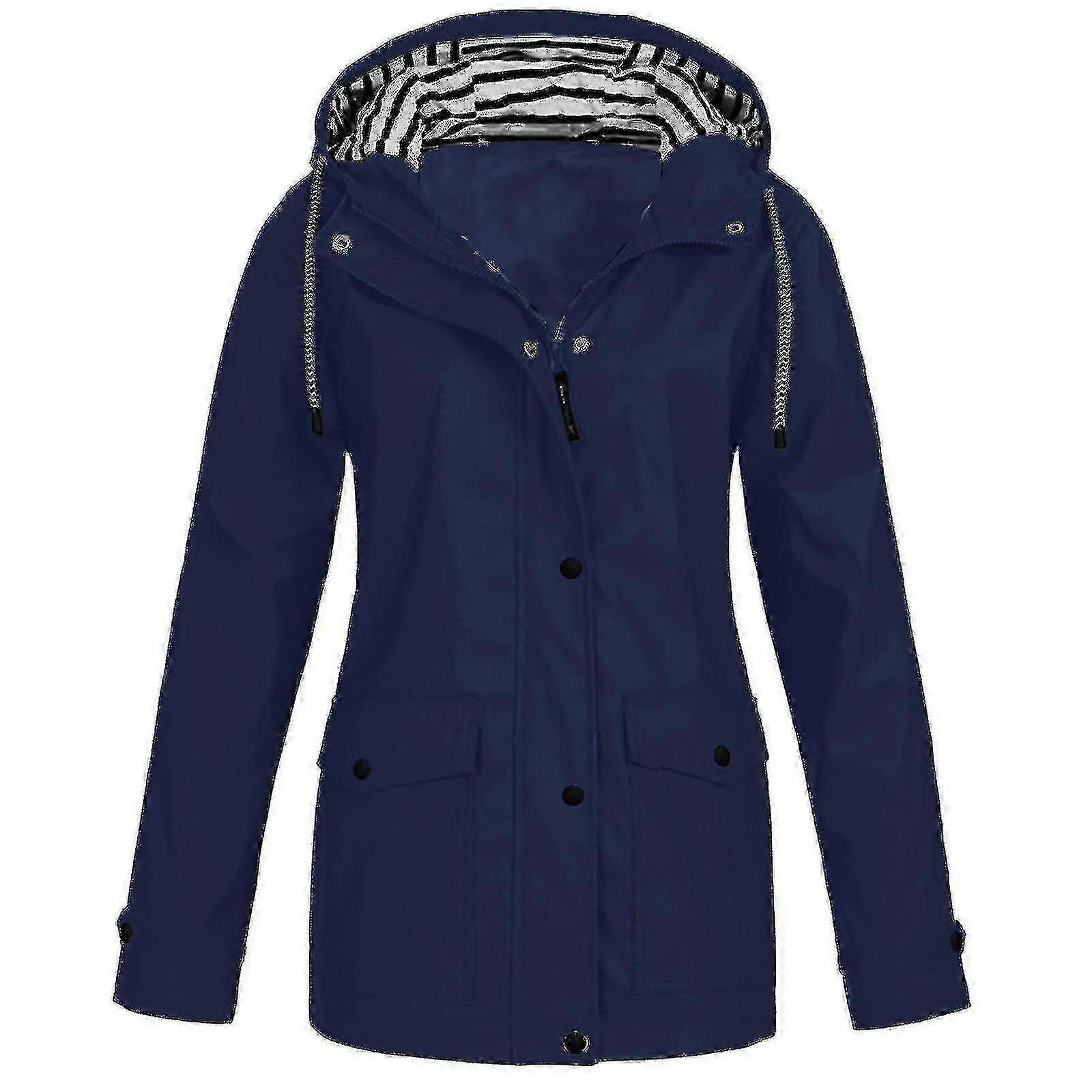 Femmes Solid Rain Jacket Outdoor Plus Size Imperméable à capuche Imperméable Imperméable Coupe-vent