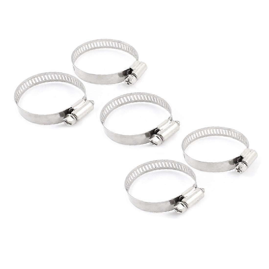 Worm Drive Hose Clamp Stainless Steel Clip 5 Pcs 21mm to 44mm Adjustable Pipe Hose Clamp for Secure Connection