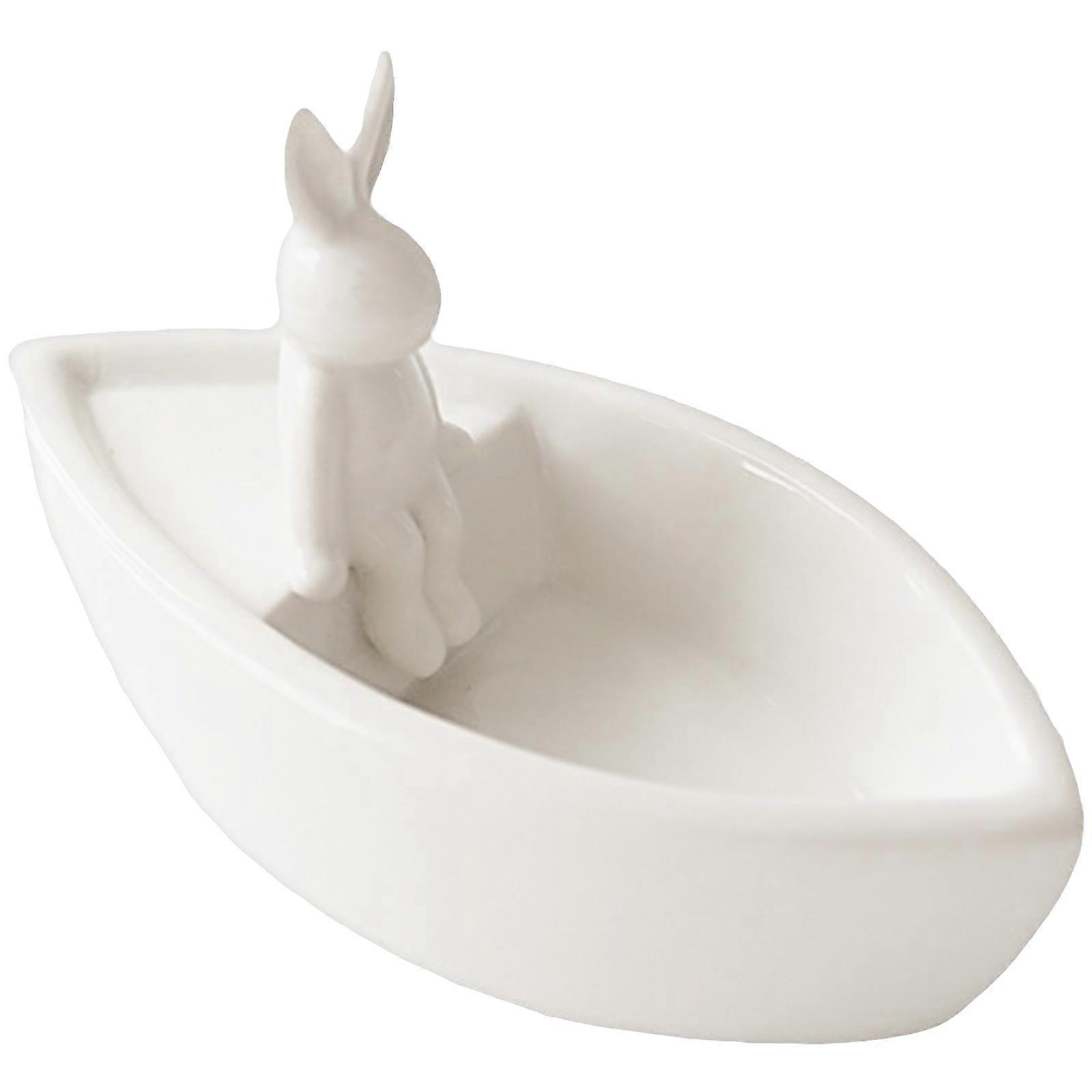 Ceramic Rabbit Candle Holder Decorative Ship Designing Candlestick for Easter Decorations and Gift Tealight Holder