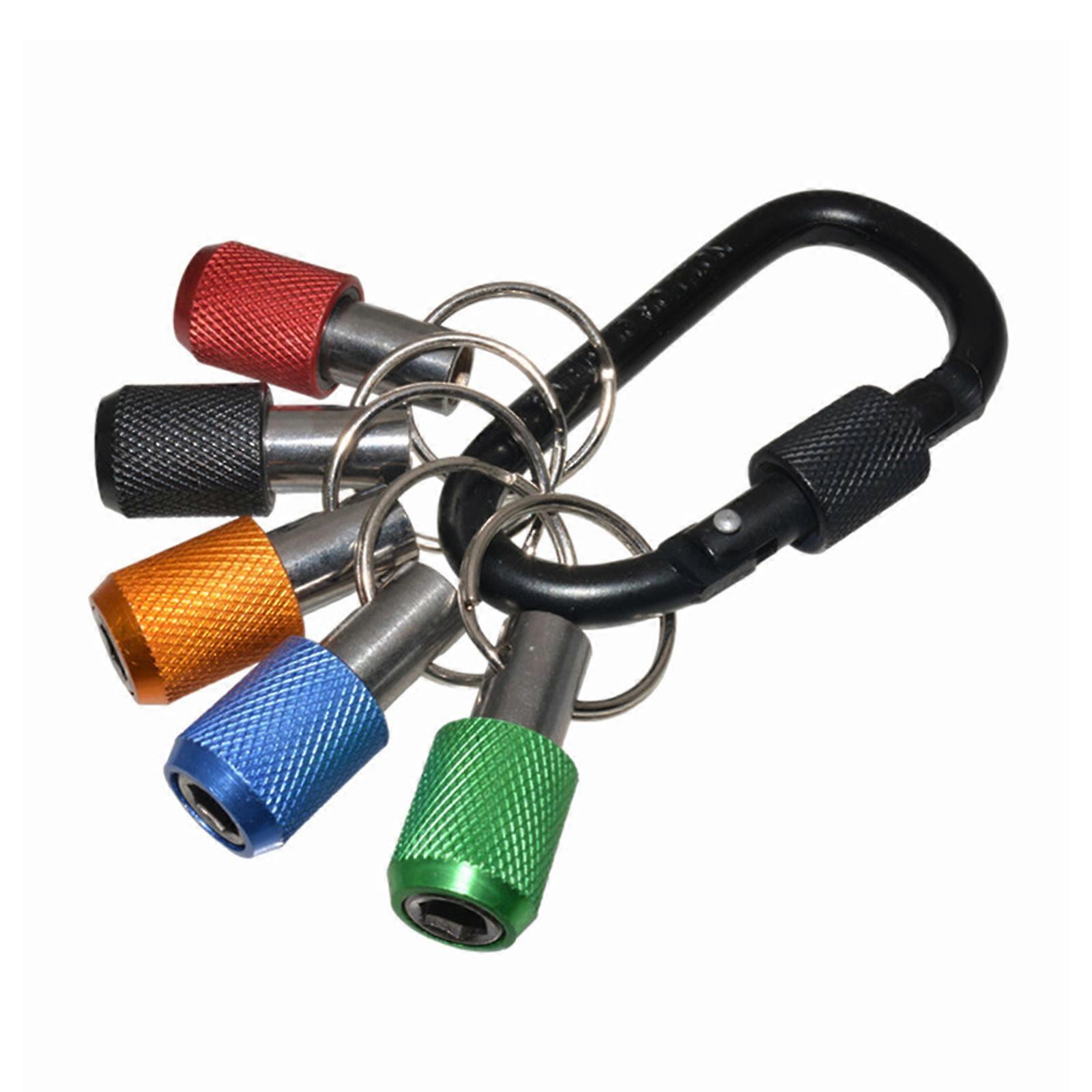 5Pcs/Set 1/4 Bit Holder Keychain Hex Shank Impact Drill Bit Keychain Quick Change Adapter Self-locking Extension Bar Multicolor