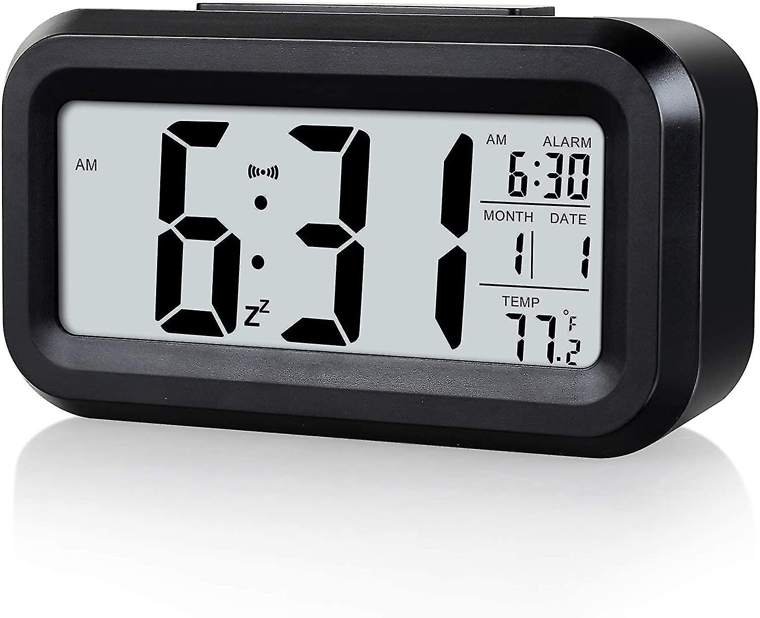 Digital Alarm Clock For Kids,battery Operated,snooze Function,smart Night Light Easy Setup Desk Clocks For Bedroom Black