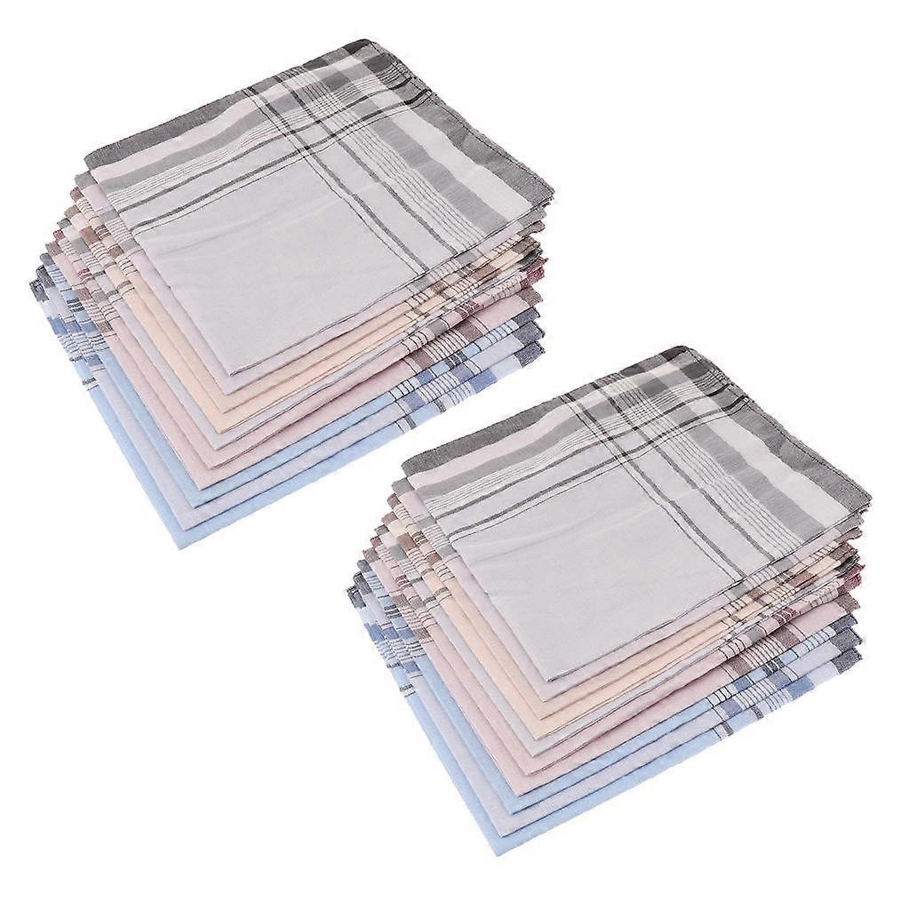 20 Pcs Men Plaid Hankies Square