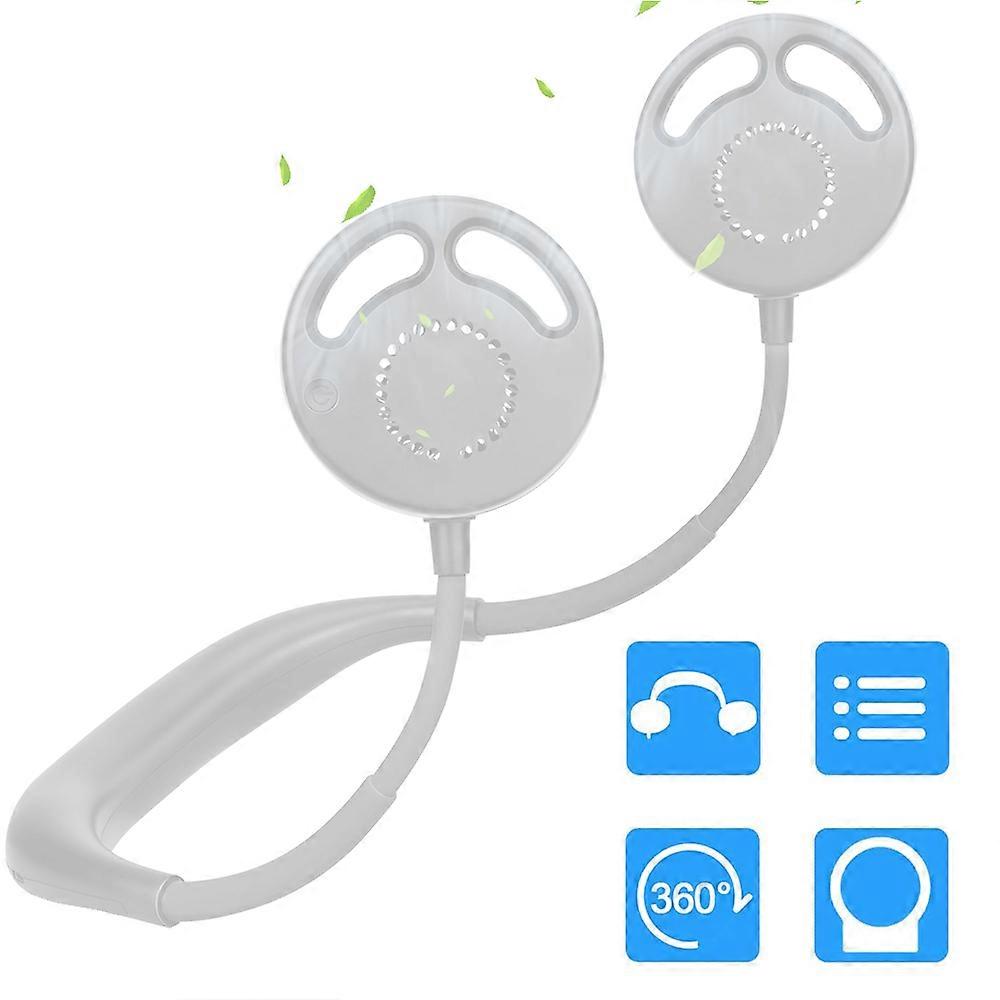 Small Electric Fan|H10-Leafless Hanging Neck Foldable Small Electric Fan-White