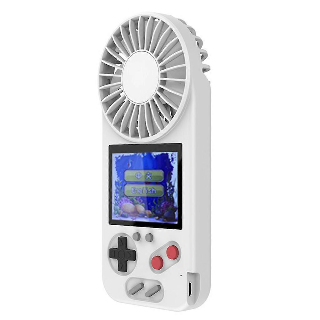 Handheld Game Console with USB Fan Color Display 500 in 1 Retro Game Console Game Console with Personal Mini Fan white