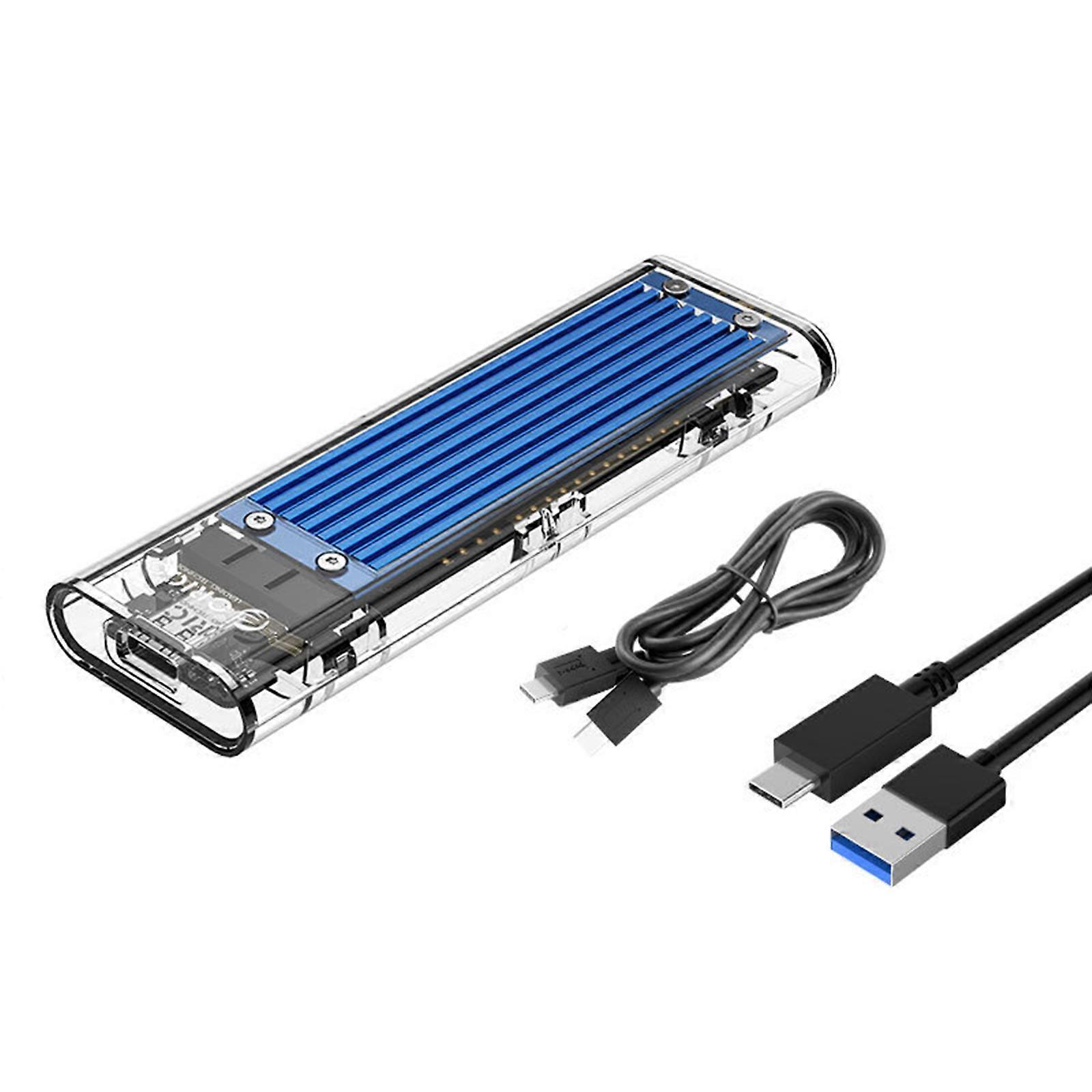 M2 SSD Kasası NVME SSD Muhafazası M.2 - USB Tip C 3.1 10Gbps Şeffaf Sabit Disk Muhafazası NVME PCIE SSD Disk Kasası Mavi
