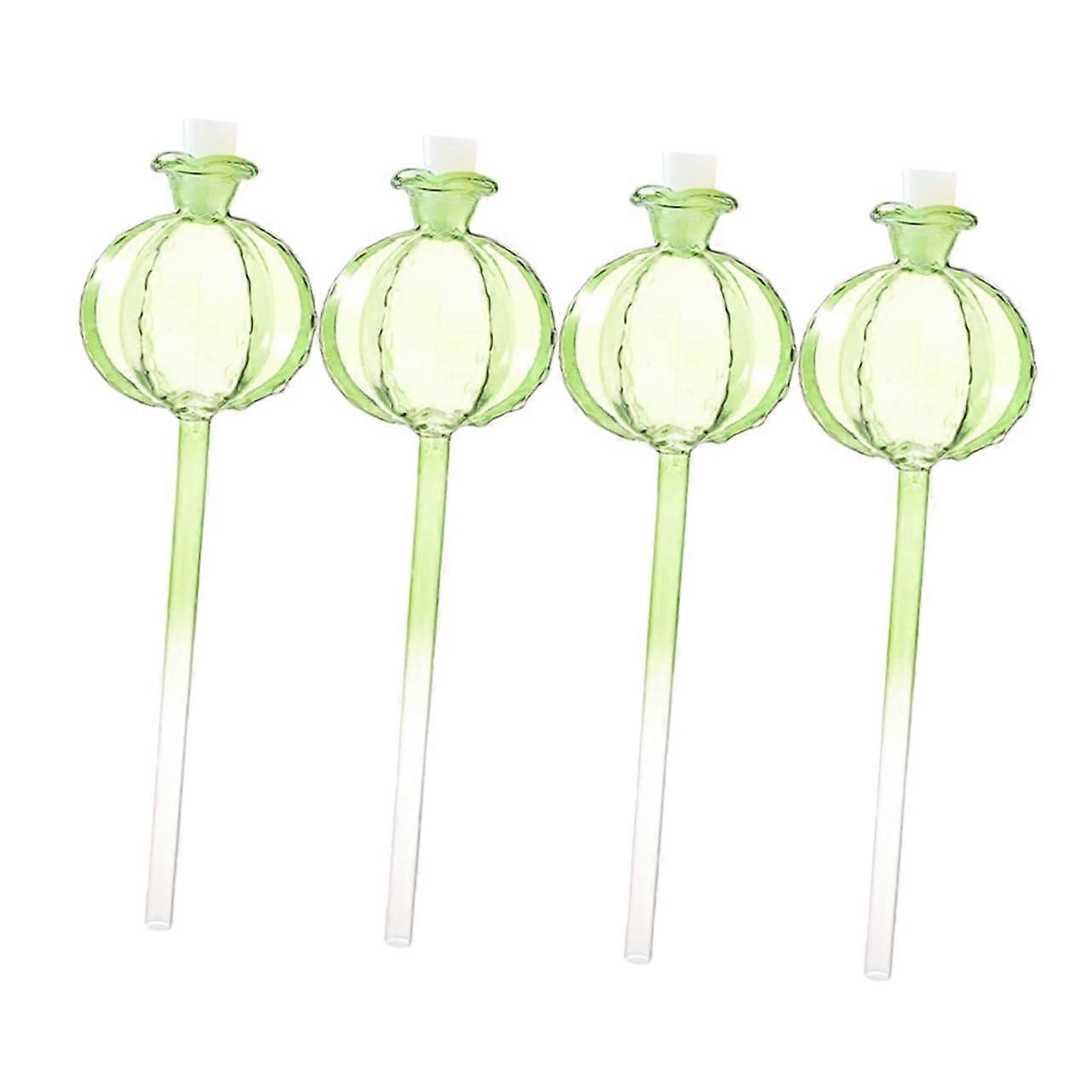 Automatic Irrigation Device 4-Pack, Ball-Shaped Self-Watering Spheres, Glass Borosilicate, Green