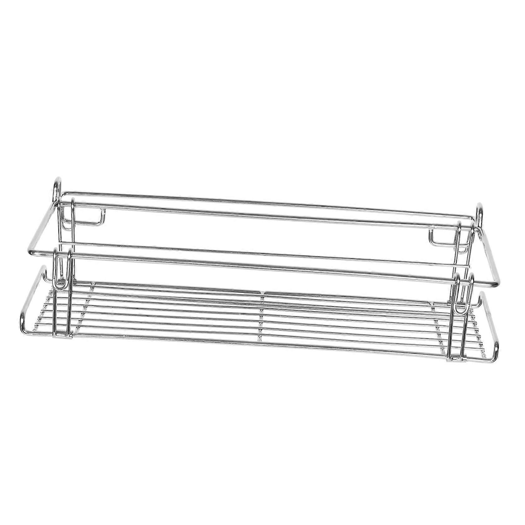 Accessories For Camping Tables Outdoors – Foldable Storage Shelf With Metal Frame And Wire Basket Organizer For Grill And Picnic Tables