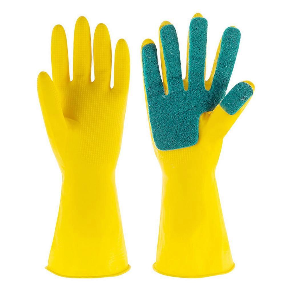 Durable Latex Scouring Pad Gloves for Kitchen & Housework – Oil Resistant with Absorbent Sponge for Removal