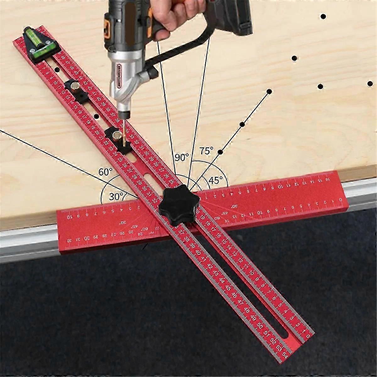 Adjustable 2-in-1 Drilling Positioning Ruler, Cabinet Hardware Jig