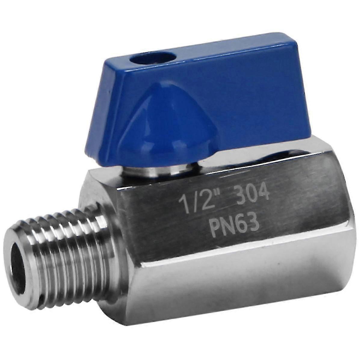 1/2 inch Mini Ball Valve in 304 Stainless Steel with Female and Male NPT Connections Ideal for Shower Flow Control