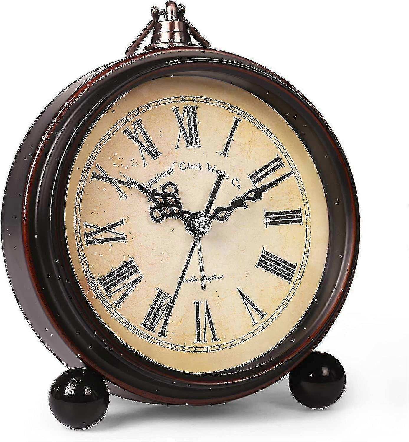 Vintage Retro Battery Alarm Clock with Night Light, Super Silent Non-Ticking Analog Small Table Clock for Bedroom, Bedside, and Desk Use