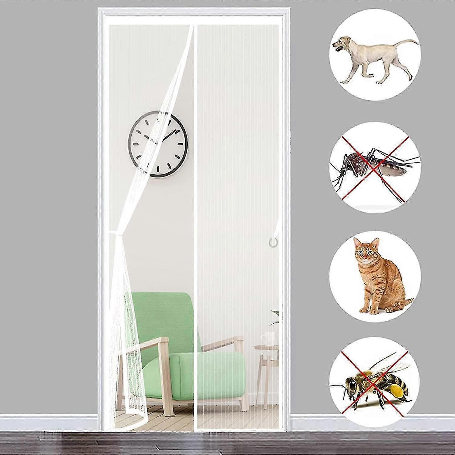 Magnetic Mosquito Net Door 120x210 cm (47x83 in), Suitable for Various Door Types, White