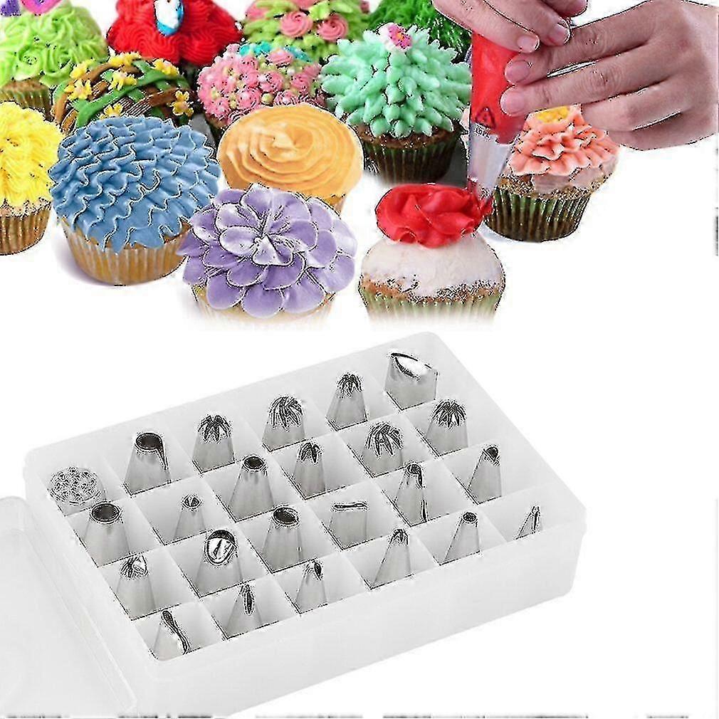 Cake Pans Molds Silver 24pcs/set Box Piping Nozzles Pastry Tips Cupcake Cake Decorating Diy Tool