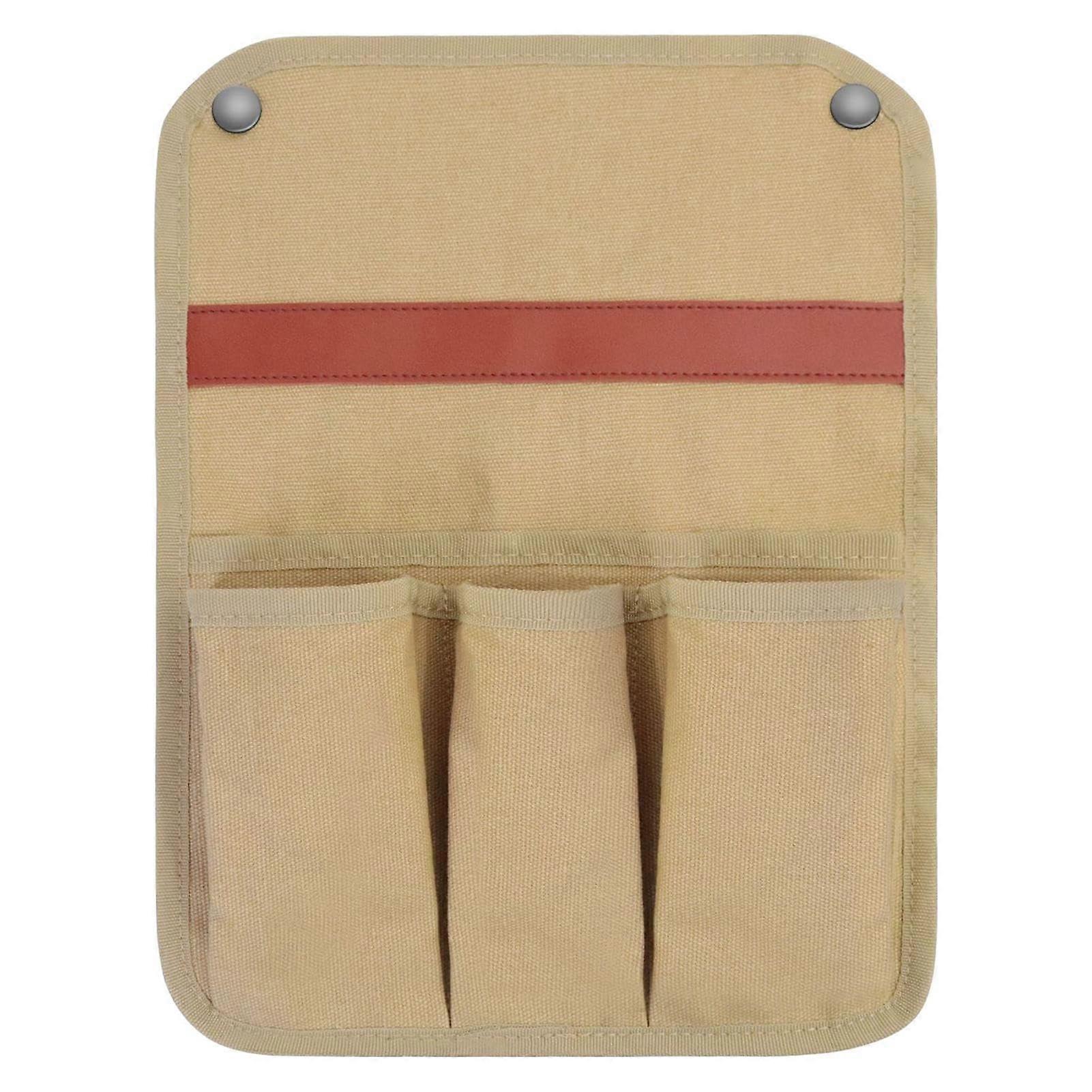 Armrest Organiser, Camping Chair, Storage Bag, Foldable, Canvas, Khaki