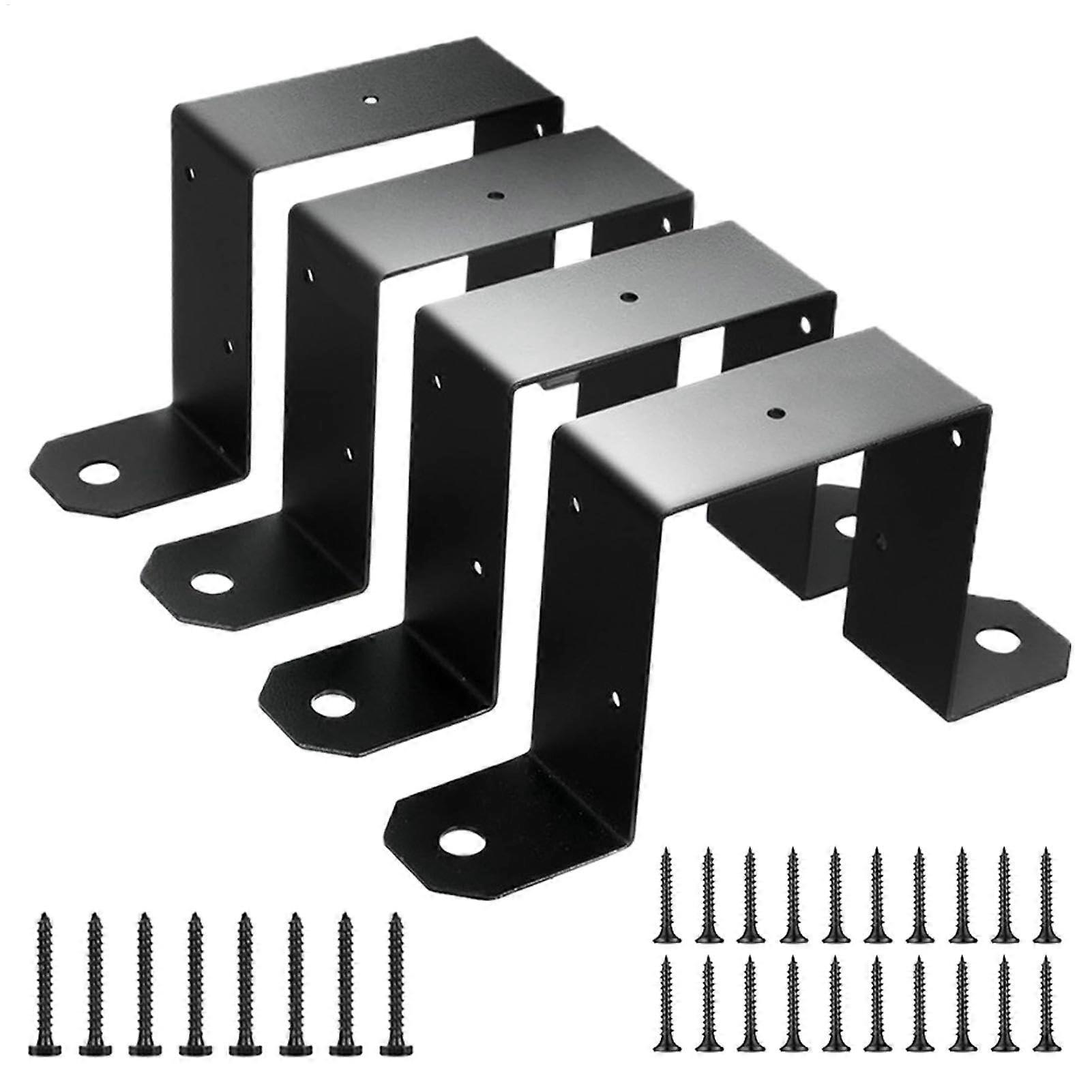 Fence post brackets – 10.2 x 10.2 cm metal post bracket, fence ties – durable, black strap post for outdoor, interior, garden, yard, backyard