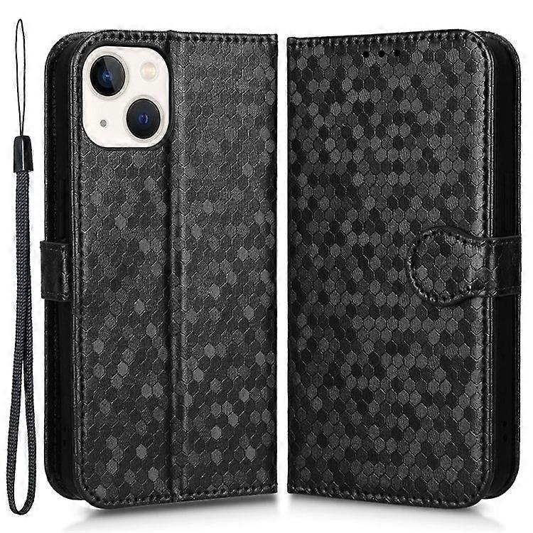 Compatible For iPhone 14 6.1 inch Stand Wallet Case Dot Pattern Imprinted TPU+PU Leather Folio Flip Shell