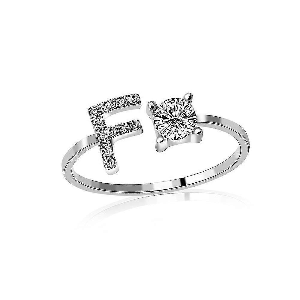 A-z Letter Silver Metal Adjustable Open Ring With Initials