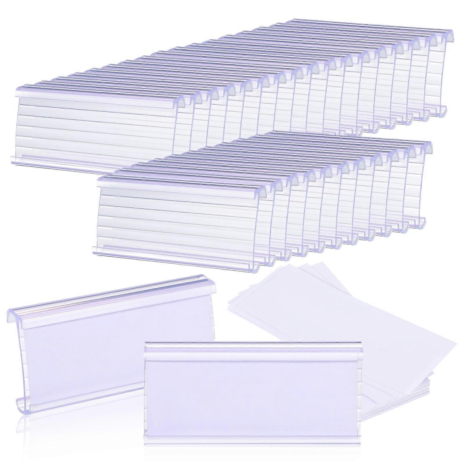 Clear Shelf Label Holders 30 Sets   Wire Rack Tag Holders with Blank Cards for Easy Installation and Versatile Retail Display