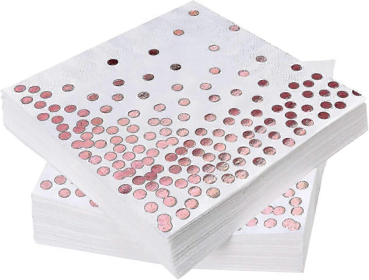 50 قطعة مناديل ورقية منقطة من الذهب الوردي ، 33 × 33 سم 3 طبقات يمكن التخلص منها لعشاء حفل عيد ميلاد الزفاف