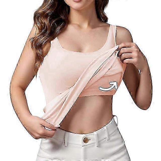 Débardeurs pour femmes avec soutiens-gorge intégrés 2024 Été Casual Col rond Sans manches Camisole Plus Size Coton Rembourré Workout Tops