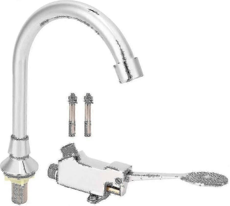 ステンレススチール製フットペダル蛇口セット、バスルームシンクおよび医療ラボ用、ハンズフリー水制御システム