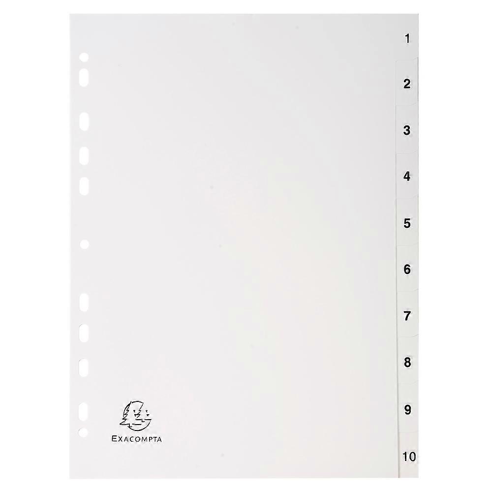 Exacompta 1710E 20x Imp.intercal. A4 1-10 PP reciclado cinz.