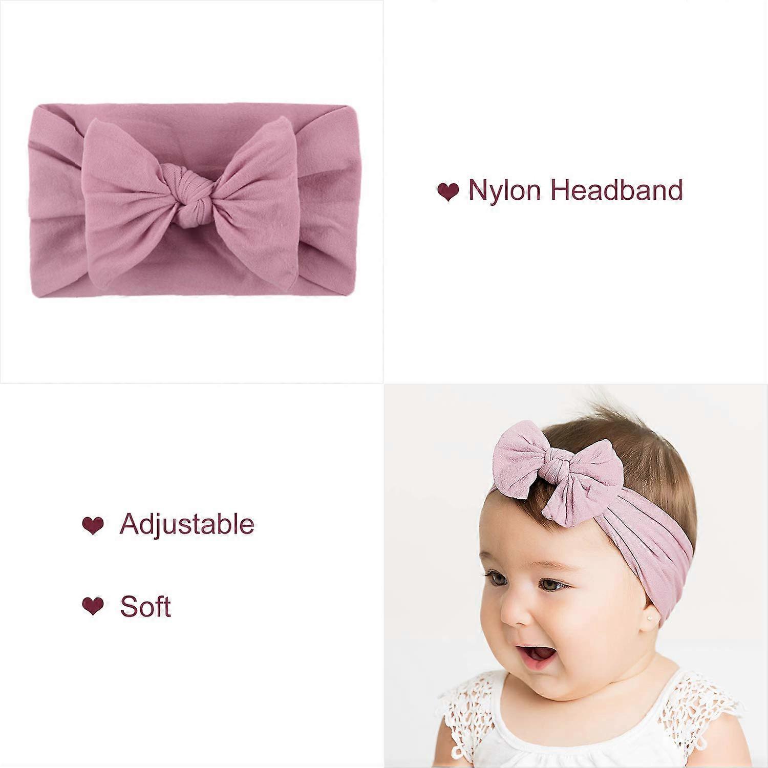 6 Pcs Baby Turban Headband Set-Bowknot Hairband Soft Cute Headwear Elastic for Newborn/Girls/Boys/Kids Gift