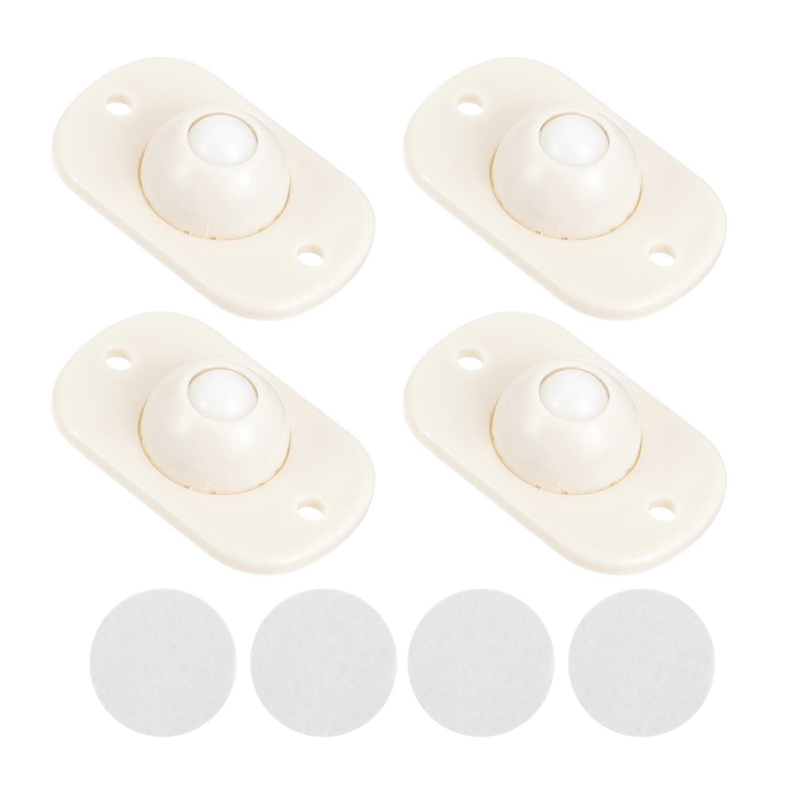 Self Adhesive Casters for Storage Box Bottom Wheels Made of Plastic White Color 8 Pieces