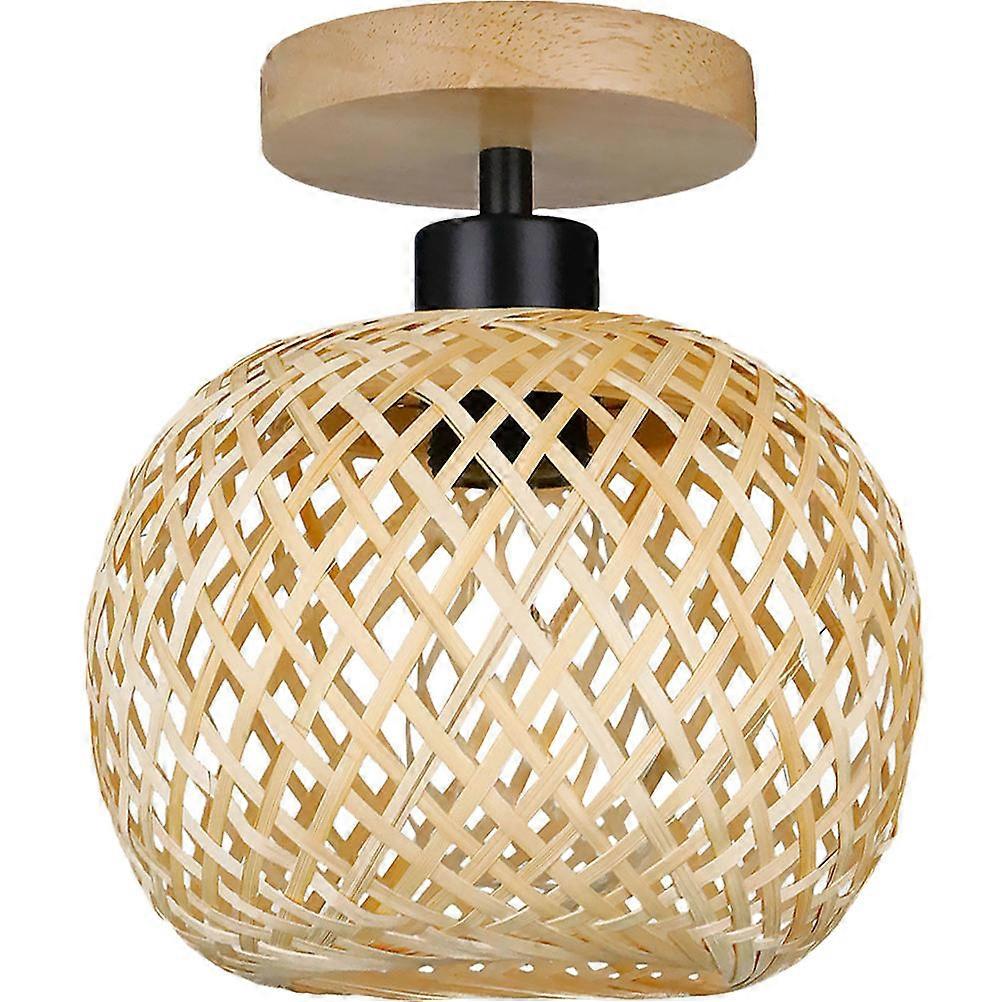 Retro Bamboo Woven Ceiling Lamp Rustic Light for Room, Dining Room and Hallway Decor with Stylish Design (No Bulb Included)